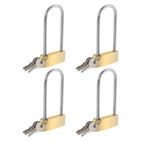 4Pcs Solid Brass Padlock with Key 1-5/8" Wide Body 2.8 Inch Long Shackle Lock