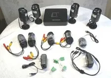 CCTV Security Camera System 4 Cameras Digital Video Recorder Wiring 2 Chargers