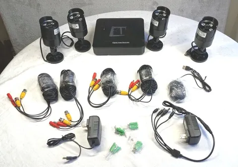 CCTV Security Camera System 4 Cameras Digital Video Recorder Wiring 2 Chargers