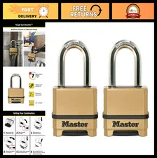 Heavy Duty Weather Resistant Combination Padlock, Resettable 2 Pack, Outdoor Use