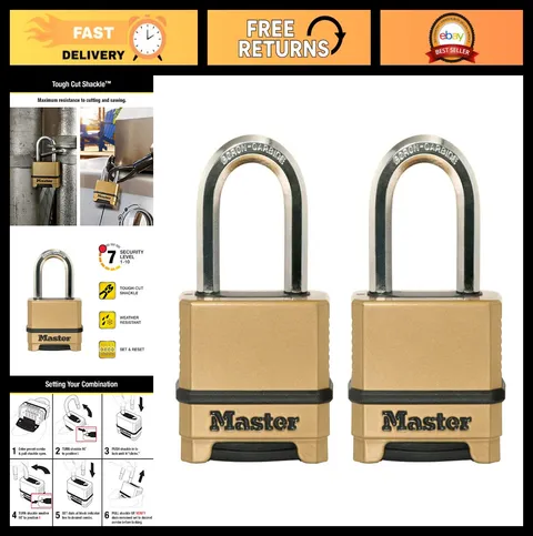 Heavy Duty Weather Resistant Combination Padlock, Resettable 2 Pack, Outdoor Use