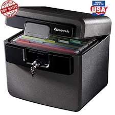 Fireproof Waterproof Document Safe Box File Organizer Key Lock Storage Black New