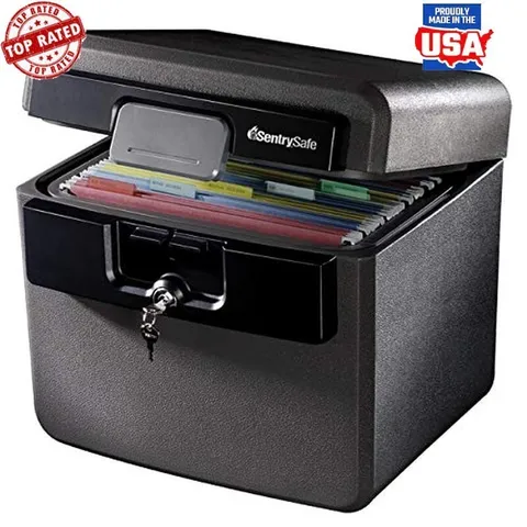 Fireproof Waterproof Document Safe Box File Organizer Key Lock Storage Black New
