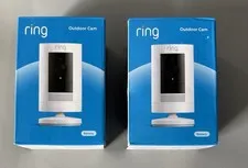 Lot of 2 Ring Outdoor Cam (Stick Up Camera) Battery Operated White — New Sealed