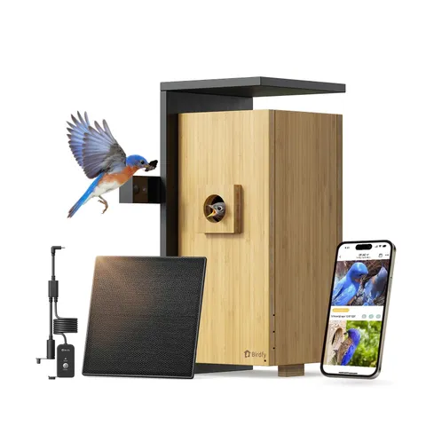 Solar Bird Camera Birdfy 1080P Dual AI Bamboo