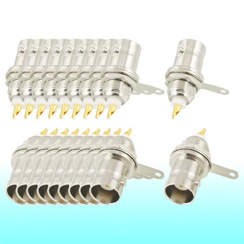 BNC Female Nut Bulkhead Solder RF Connector Adapters Galvanized 10 Pcs