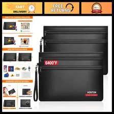 Fireproof Money Bags 2 Pack - 11x7.5 Inch Heat Insulated Cash Wallets, Dual Zipp