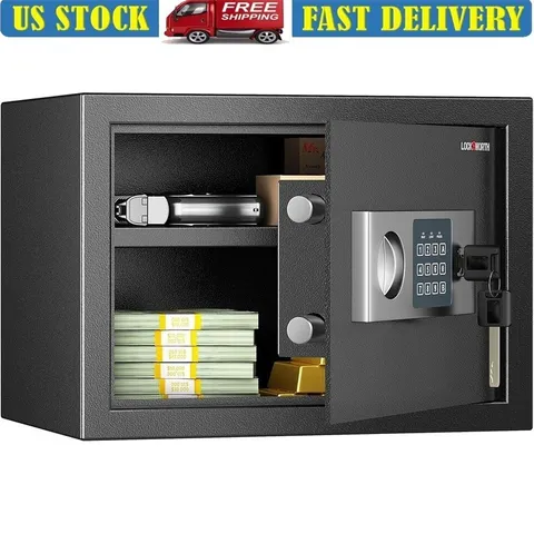 Compact Safe Box Electronic Lock Anti-Theft Removable Shelf For Valuables New