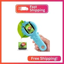 URMMIY Kids Microscope, 500X Microscope for Kids, Dual Camera, Blue