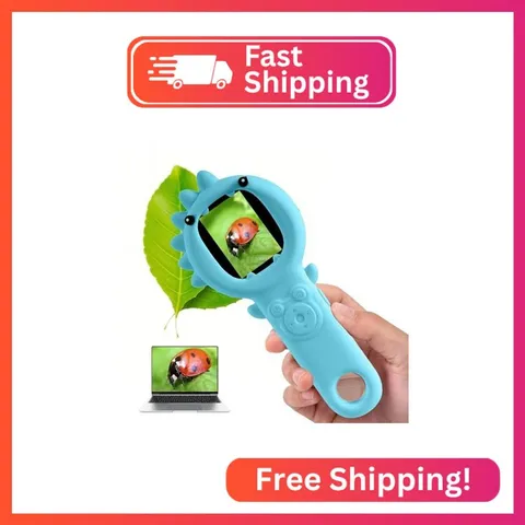 URMMIY Kids Microscope, 500X Microscope for Kids, Dual Camera, Blue