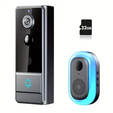1080P Wireless Video Doorbell with PIR Detection. 2.4G Wifi, Night Vision, Voice