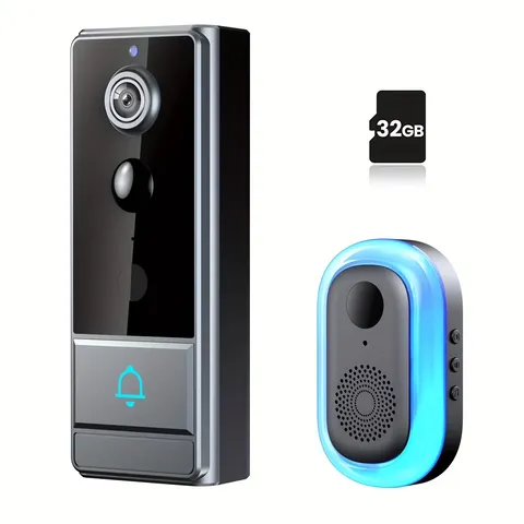 1080P Wireless Video Doorbell with PIR Detection. 2.4G Wifi, Night Vision, Voice