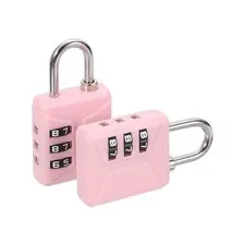 2pcs Resettable 3 Digit Plastic Combination Padlock, Pink (60 x 32mm)