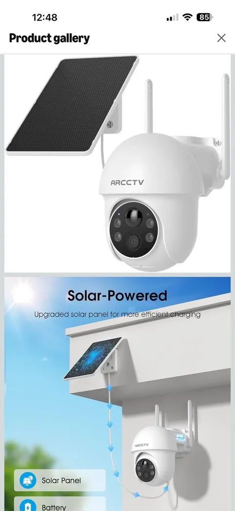 ARCCTV 4MP WiFi Wireless Battery+Solar Outdoor Camera, 2-Way Audio, 360