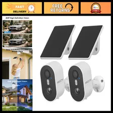 Wireless Outdoor Security Cameras, 4MP Rechargeable WiFi, Solar Panel, Motion De