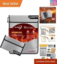 Fireproof Document Bag 5200℉ with Fireproof Organizer Travel Case,Heat Insula...