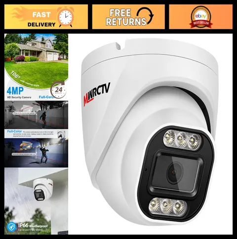 4MP PoE IP Camera Outdoor, 110° Wide Angle, H.265, Smart Color Night Vision, IP6