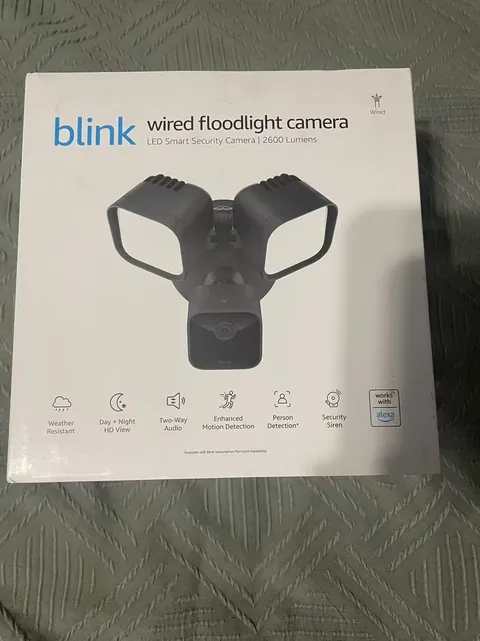 NEW Blink Wired Floodlight Camera HD Smart Security Cam Alexa Sealed - Black