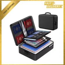 Fireproof Document Bag with Lock, Water Resistant, 8 Layer File Organizer