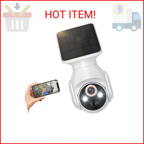 FineLuck Solar-Powered 1080p Battery Camera, Security Cameras Wireless Outdoor f