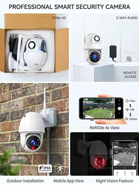Wi-Fi 1080p Outdoor IP Camera ONVIF Night Vision Weatherproof 2-Way Audio