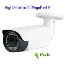 HD 2592x1920 5MP PoE Security IP Camera w/ 2.8-12mm Varifocal Zoom Lens