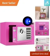 Robust Pink Alloy Steel Security Box with Intelligent Lighting and Code Access