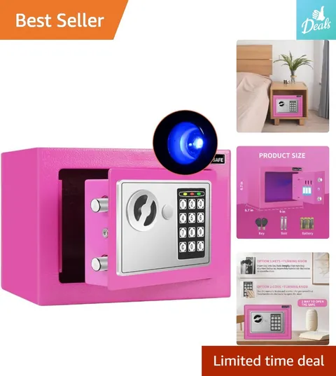 Robust Pink Alloy Steel Security Box with Intelligent Lighting and Code Access