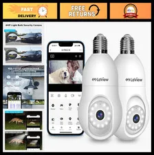 4MP Wireless Security Camera 2-Pack - 360° Full Color, Motion Detection, Easy In