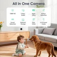 Versatile Indoor Security Camera for Pets & Babies: 24/7 Monitoring & Alerts