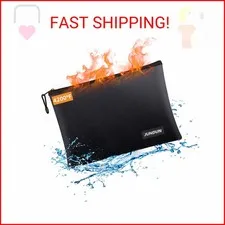 JUNDUN Fireproof Document Bags,14.2”x 10.0”Waterproof and Fireproof Money Bag wi