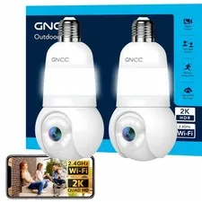 2K Light Bulb Security Camera 2.4GHz 355 Wireless Full-Color Night 2-Pack