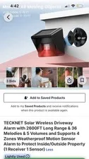 TECKNET Solar Wireless Motion Sensor Driveway Alarm Receiver + Sensor