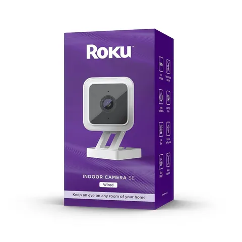 Roku CS1000R Smart Home Indoor Camera SE - Wired Security Camera with Motion & S
