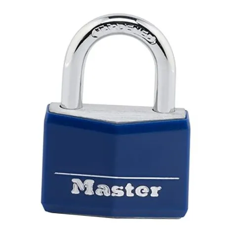 Master Lock Blue Vinyl Covered Aluminum Keyed Small Lock for Gym or Padlock