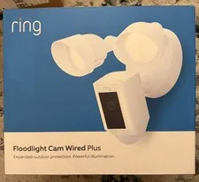 Ring Floodlight Cam Plus Outdoor Wired 1080p FHD Security Camera White - Used