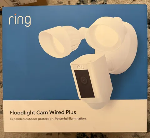 Ring Floodlight Cam Plus Outdoor Wired 1080p FHD Security Camera White - Used
