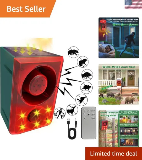 Weatherproof Solar Alarm with Adjustable Volume & Animal Deterrent Features
