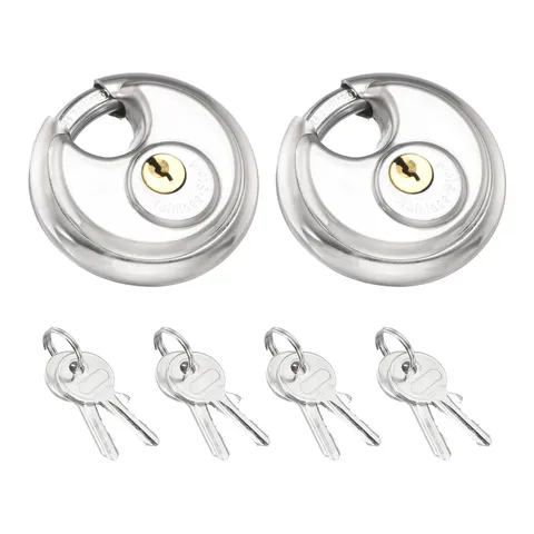 Disc Padlock, (2-23/64" Wide Body, 5/16" Shackle)(2PCS), Stainless Steel