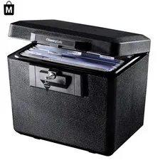 Compact Black Fireproof Document Safe - Keyed Security for Home or Office