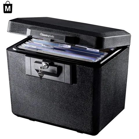 Compact Black Fireproof Document Safe - Keyed Security for Home or Office