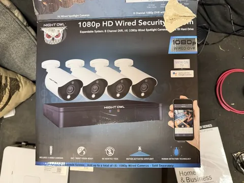 Night Owl 1080p Wired Security System 8-Ch DVR 4 Cameras Night Vision Spotlight