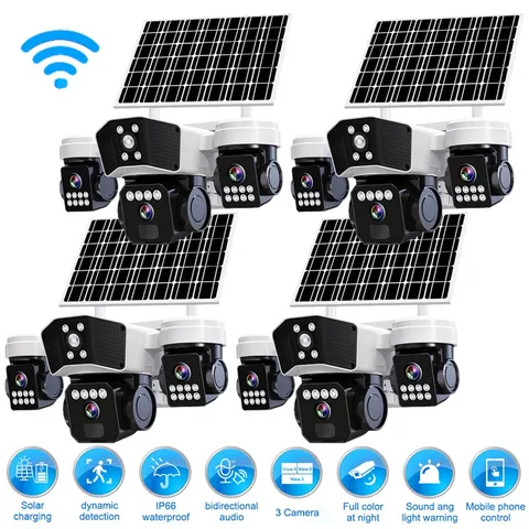 Camara De Seguridad Solar Inalambricas Para Exterior Con Vision Nocturna y Audio
