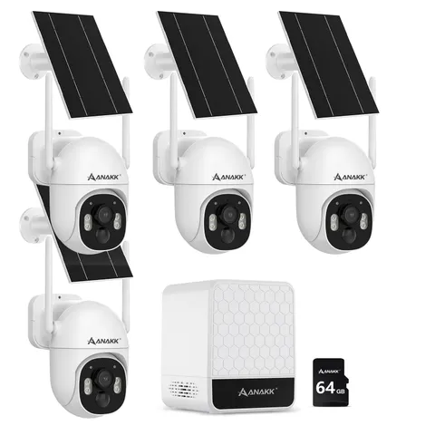 Anakk 4MP Solar Security Cameras Outdoor Wireless,Home Security System 4-Cam Kit
