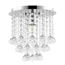 JONATHAN Y 9.88" Chrome 1-Light Iron and Acrylic Semi 9.88 in, Chrome/Clear