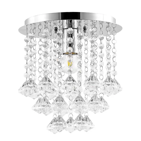 JONATHAN Y 9.88" Chrome 1-Light Iron and Acrylic Semi 9.88 in, Chrome/Clear