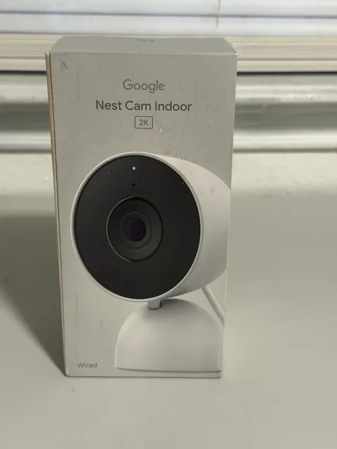 Google Nest Cam Indoor Wired 3rd Gen 2K HDR Night Vision Secure Cam Snow 