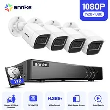 ANNKE 3K Lite 8CH DVR 1TB CCTV 1080P Security Camera System Human Detection IP67