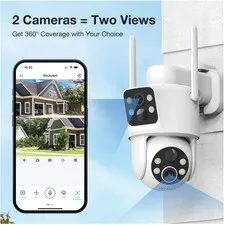 Dual Lens Solar Security Cameras Wireless Outdoor