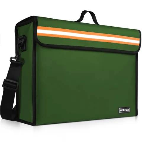 Fireproof Money Bag 11"x7.7" Green - Secure Cash Storage